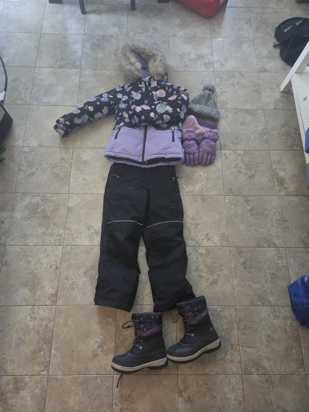 Children's Purple Floral Nanp Winter Jacket and Snow Pants Set Size 10